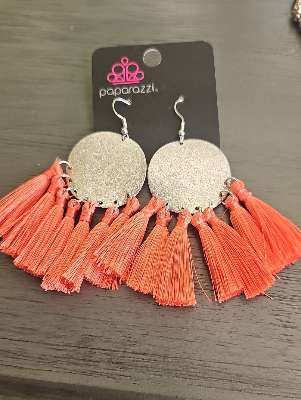 paparazzi Coral Tassel Disc Earrings
